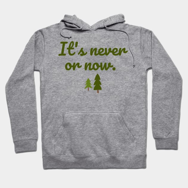 It's never or now. Hoodie by Stars Hollow Mercantile